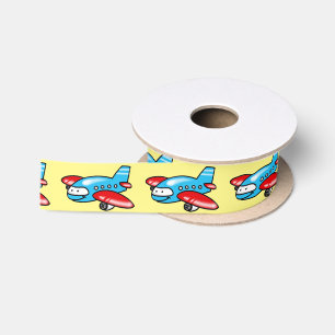 cute aeroplane cartoon satin ribbon