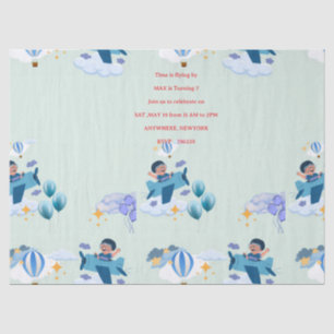 Cute Aeroplane Kids Birthday Invitation Tissue Paper