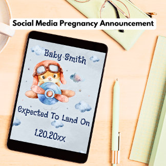 Cute Aeroplane Landing Social Media Boy Pregnancy Announcement