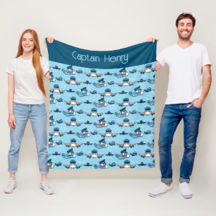 Cute Aeroplane Pilot Flying  Fleece Blanket