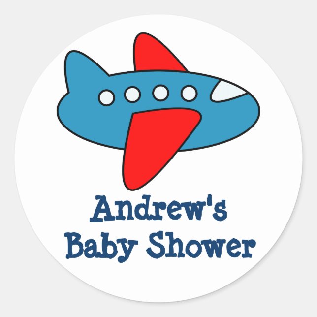 Cute aeroplane stickers for baby shower party (Front)