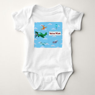 Cute Aeroplanes and Helicopter for Baby Boy Bodysuit