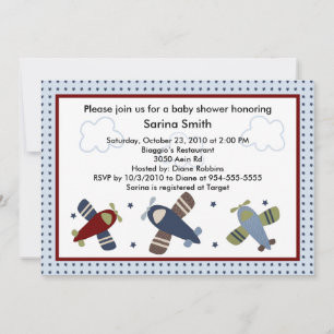 Cute Aeroplanes Baby Shower Invitations
