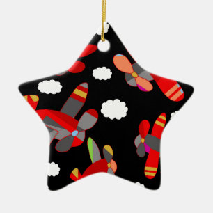 Cute aeroplanes ceramic tree decoration