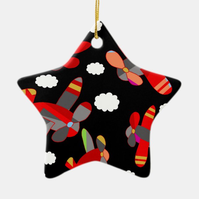Cute aeroplanes ceramic tree decoration (Front)