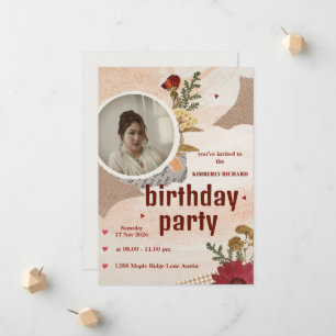 Cute Aesthetic Birthday Invitation Card