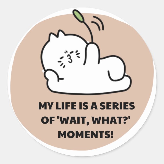 Cute Aesthetic Cat Sticker - Relatable "Wait, What (Front)