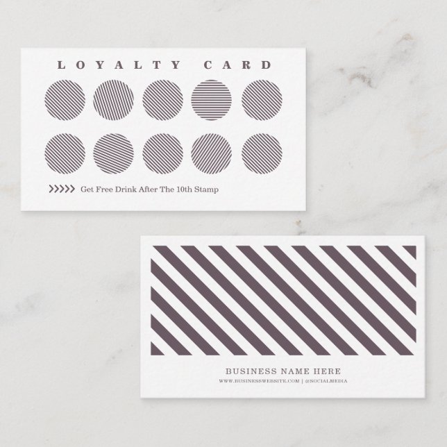 Cute Aesthetic Dark Grey Stripes Reward Loyalty Card (Front/Back)
