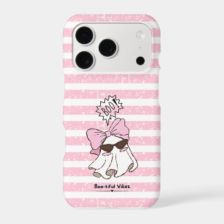 Cute Aesthetic Ghost Boo-tiful Vibes Pink Stripes 