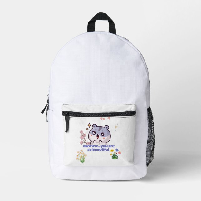 Cute Aesthetic Hamster Backpack (Front)