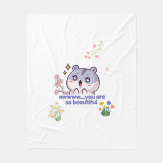 Cute Aesthetic Hamster Fleece Blanket