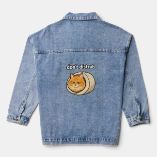 Cute Aesthetic Orange Cat Don't Disturb button Denim Jacket