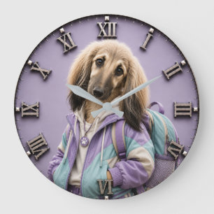 Cute Afghan Hound Puppy Large Clock