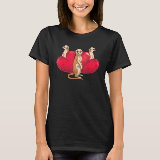 Cute Africa Zoo Animal   Heart Meerkat T-Shirt (Front)
