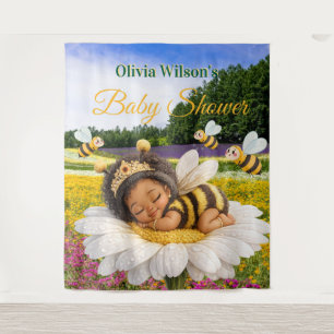 Cute African American Baby Girl  Garden Backdrop Tapestry