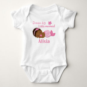 Cute African American Baby Girl Mermaid Bodysuit