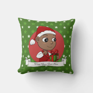 Cute African American baby with a Santa hat Cushion