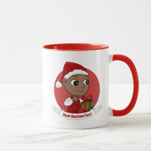 Cute African American baby with a Santa hat Mug