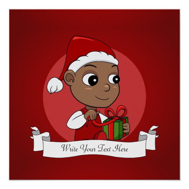 Cute African American baby with a Santa hat Poster (Front)