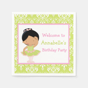 Cute African American Ballerina Birthday Napkin