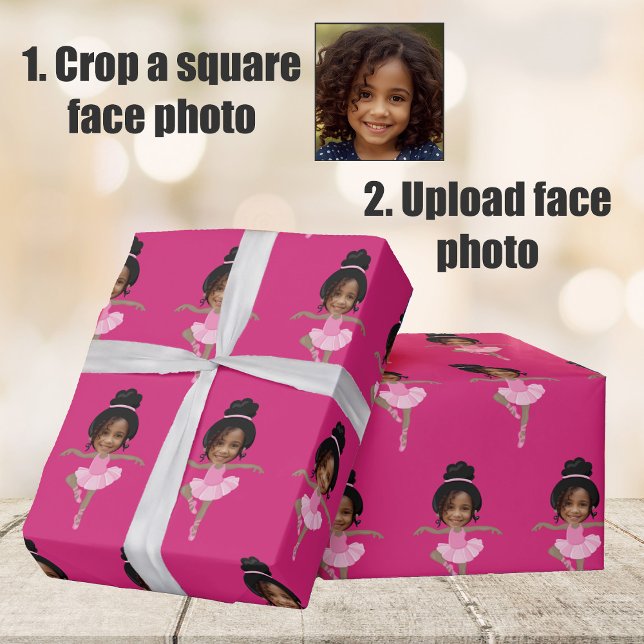 Cute African American Ballerina Custom Photo Wrapping Paper (Creator Uploaded)