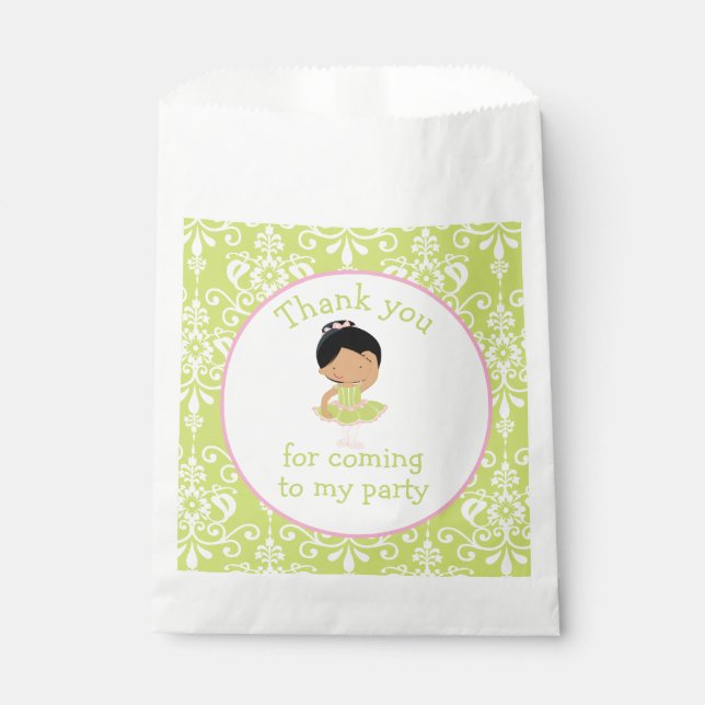 Cute African American Ballerina 'I went to' Favour Bags (Front)