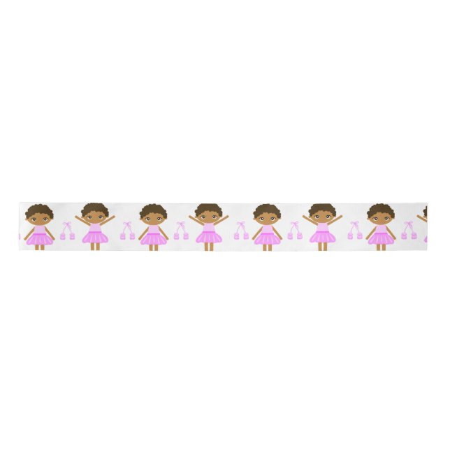 Cute African American ballerina Satin Ribbon (Front)