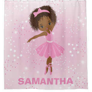 Cute African American Ballerina Shower Curtain