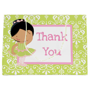 Cute African American Ballerina Thank You Large Gift Bag