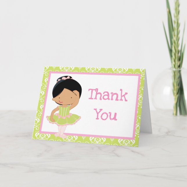 Cute African American Ballerina 'Thank You' Thank You Card (Front)