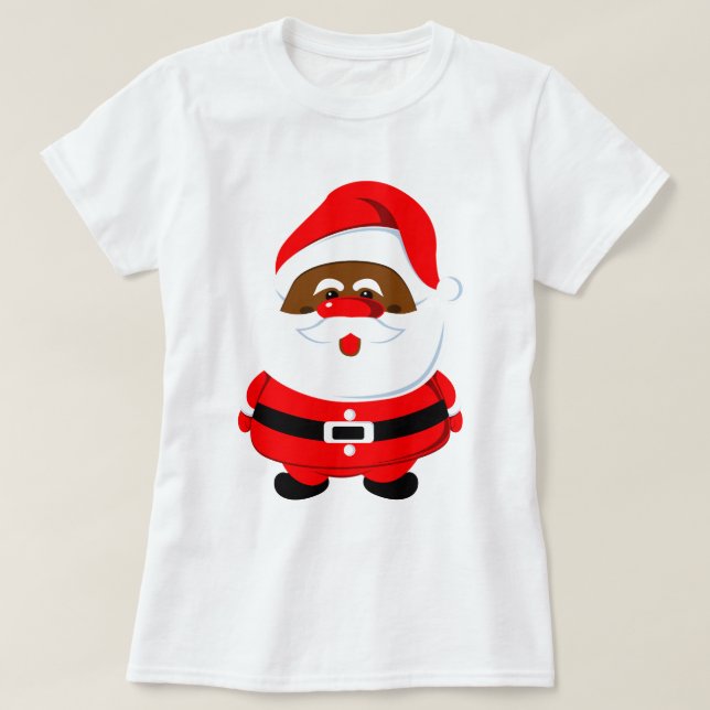Cute African-American black Santa Claus Christmas T-Shirt (Design Front)