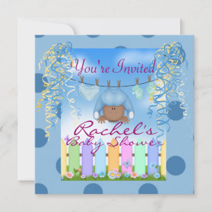 CUTE AFRICAN AMERICAN BOY BABY SHOWER INVITE