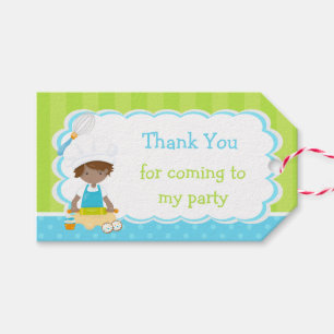 Cute African American Boy Baking Birthday Party Gift Tags