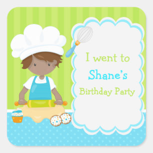 Cute African American Boy Baking 'I went to' Square Sticker