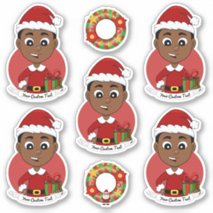 Cute African American Christmas boy cartoon
