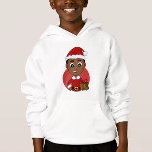 Cute African American Christmas boy cartoon