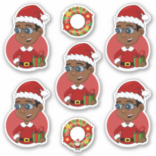 Cute African American Christmas boy with glasses