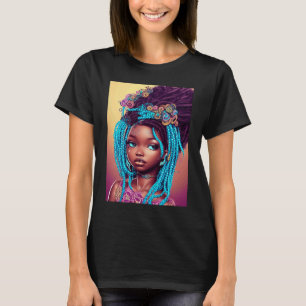 Cute African American Girl Artsy Graphic T-Shirt