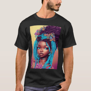 Cute African American Girl Artsy Graphic T-Shirt