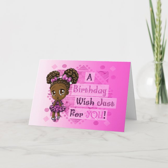 Cute African American Girl Birthday Card (Front)