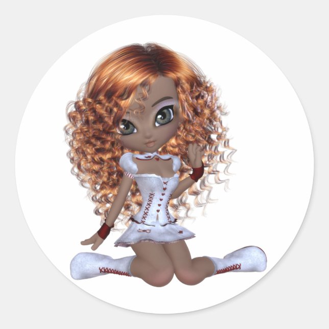 Cute African American Girl Classic Round Sticker (Front)