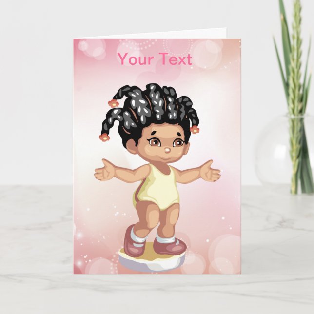 Cute African American Girl Greeting Card (Front)