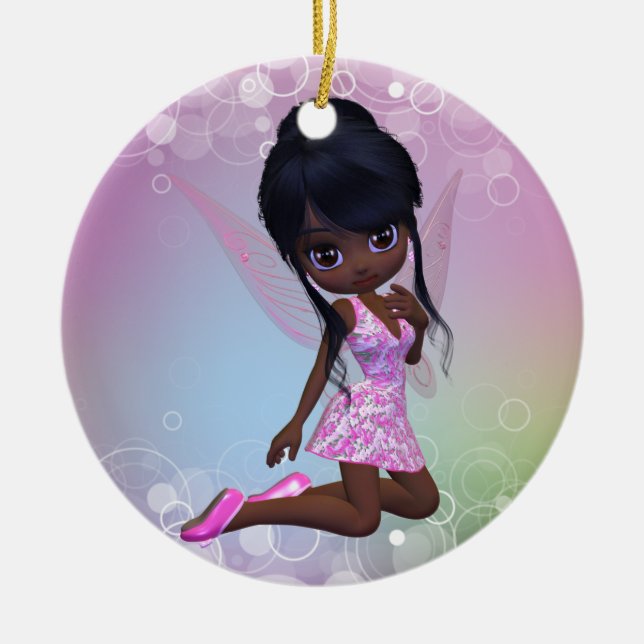 Cute African American Girl Ornament (Front)