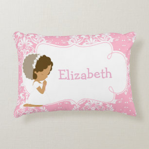 Cute African American Girl Praying and Poem Decorative Cushion