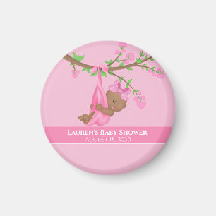 Cute African American Girl's Pink Baby Shower  Magnet