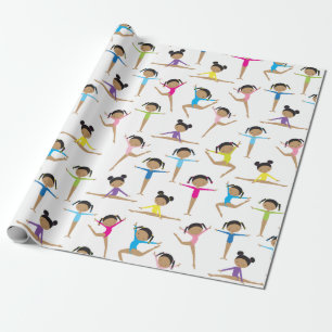 Cute African American Gymnasts Wrapping Paper
