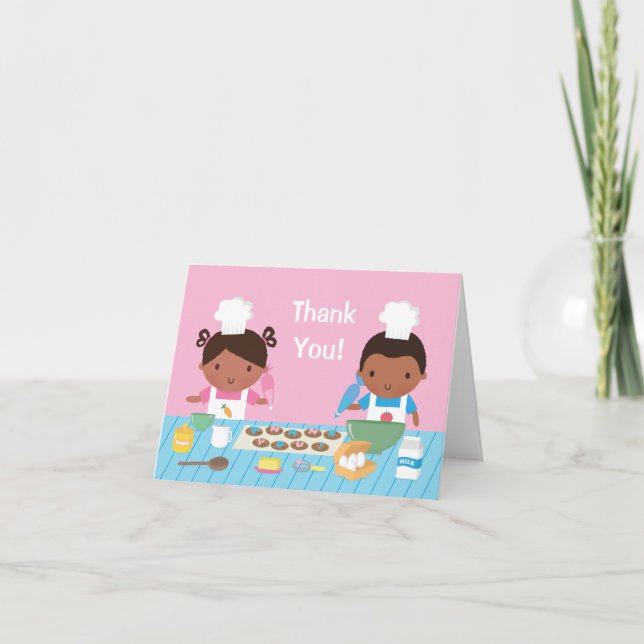Cute African American Kids Cooking Thank You (Front)