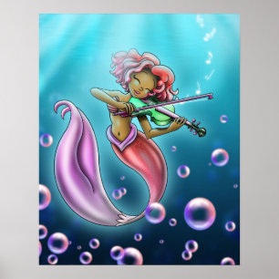 Cute African American Mermaid Poster