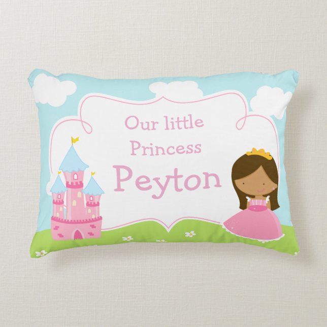 Cute African American Our Little Princess Decorative Cushion (Front)