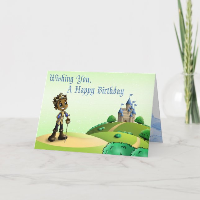 Cute African American Prince Birthday  Card (Front)